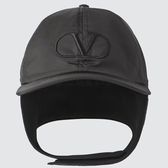 New Valentino Garavani x Undercover Vlogo Ear Flap Nylon Aviator Black Hat - Picture 1 of 12